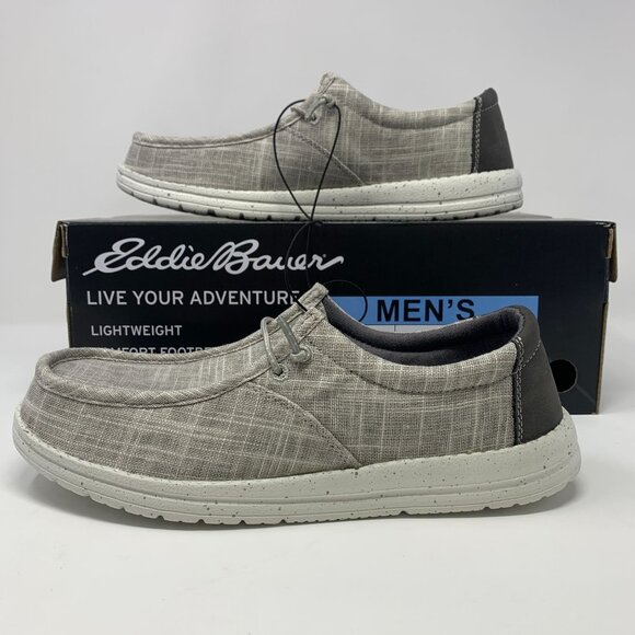 Eddie Bauer Men's 7 Canvas Lace Up Stretch Slip On Lightweight Loafer Gray Size - Picture 1 of 7